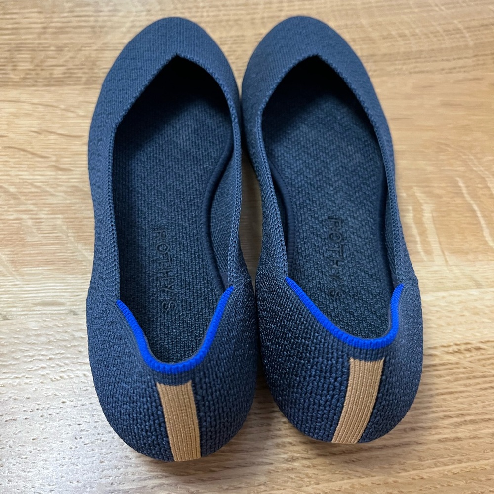 Rothy's Women's The Flat Navy Blue Round Toe Washable Shoe size 7.5 Classic